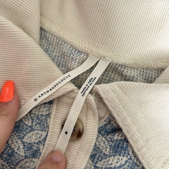 By Anthropologie Womens Medium Waffle Cocoon Romper Oversized Long Sleeve Ribbed - Picture 3 of 10